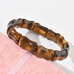 Bamboo Natural Tiger Eye Beads Stretch Bracelets for Women Men&nbsp;BJEW-K304-01K