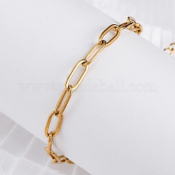 Ion Plating(IP) 304 Stainless Steel Paperclip Chain Bracelets for Women&nbsp;BJEW-C046-02G