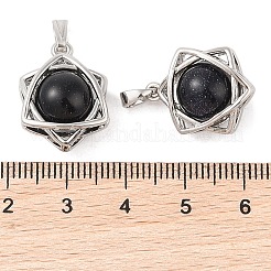 Synthetic Blue Goldstone Round Pendants&nbsp;G-M440-04H-P