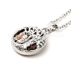 Colorful Glass Donut with Tree of Life Pendant Necklace&nbsp;LS-NJEW-J008-01A-P