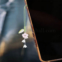 1Pc Flower Alloy Enamel & Lampwork Pendant Decorations&nbsp;AJEW-LP0004-61