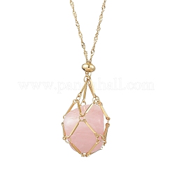 304 Stainless Steel Empty Macrame Pouch Pendant Singapore Chain Necklace Making&nbsp;NJEW-JN05283-02
