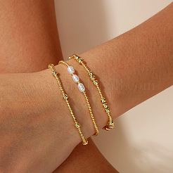 3Pcs Brass Round Beads Stretch Bracelets for Women&nbsp;UW6152