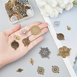 60Pcs 10 Styles Tibetan Style Alloy Connector Charms&nbsp;FIND-SC0003-35