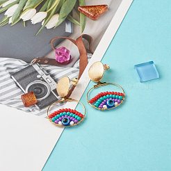 Ring with Evil Dangle Stud Earrings&nbsp;EJEW-JE04717