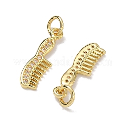 Brass Micro Pave Clear Cubic Zirconia Pendants&nbsp;KK-K420-12G