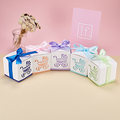 Hollow Stroller BB Car Carriage Candy Box wedding party gifts with Ribbons&nbsp;CON-BC0004-97D