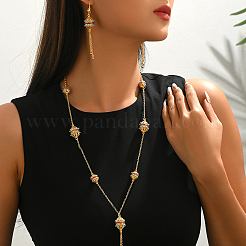 Bohemian Lantern Tassels Brass Earrings & Necklaces Set for Wedding and Party&nbsp;DF0929