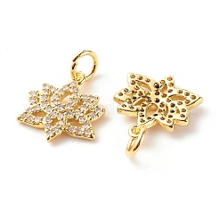 Brass Micro Pave Clear Cubic Zirconia Pendants&nbsp;ZIRC-P094-25G-RS