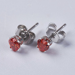 Cubic Zirconia Earrings&nbsp;EJEW-I209-08-4mm