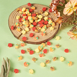 100Pcs Autumn Theme Handmade Polymer Clay Connector Charms&nbsp;PALLOY-TAC0251