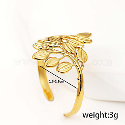 201 Stainless Steel Leaf Open Cuff Ring Women's Holiday Date Gift&nbsp;RU2411