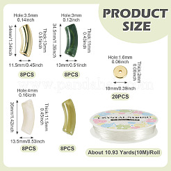 32Pcs 4 Colors Curved Tube Acrylic Beads&nbsp;DIY-TA0014-73