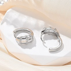 Brass Clear Cubic Zirconia Hoop Earrings&nbsp;EJEW-Q014-21P
