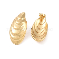 Texture Oval 304 Stainless Steel Stud Earrings for Women&nbsp;EJEW-K278-30G