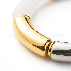 Chunky Curved Tube Beads Stretch Bracelet&nbsp;BJEW-JB06683-02