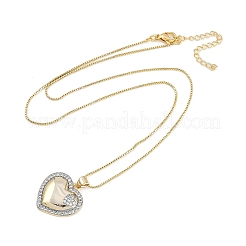 Brass Micro Pave Clear Cubic Zirconia Pendant Box Chain Necklaces for Women&nbsp;NJEW-U015-06P-02