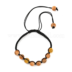 Baking Paint Glass Round Beads Braided Bead Bracelets&nbsp;BJEW-JB11974-02