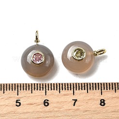 Natural Grey Agate Flat Round Pendants&nbsp;G-H318-01G-A-04