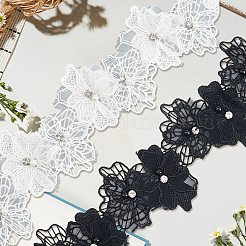2Pcs 2 Colors Double Layer Polyester Flower Lace Trim Ribbon&nbsp;OCOR-CY0002-74