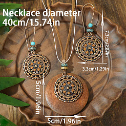 Bohemian Alloy & Wood Pendant Necklaces & Dangle Earrings Sets&nbsp;WG08C2E-01