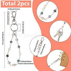 2Pcs Glass Beads Keychain&nbsp;HJEW-SC0002-30