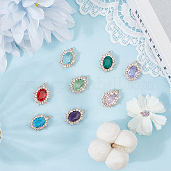 8Pcs 8 Colors Brass Pave Cubic Zirconia Pendants&nbsp;KK-AR0001-92