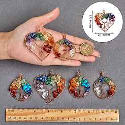 6Pcs 3 Styles Natural Gmestone Copper Wire Big Pendants&nbsp;FIND-SZ0002-72