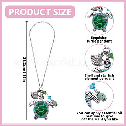 Tortoise Zinc Alloy Enamel with Rhinestone Pendant Decoration for Car Decoration&nbsp;HJEW-DR00218