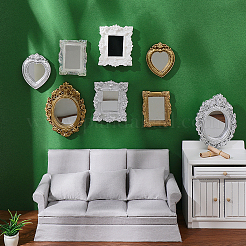 8Pcs 8 Styles Self Adhesive Plastic Mirror Miniature Ornaments&nbsp;AJEW-FG0005-66
