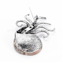 Octopus Shape Natural Conch Shell Fossil Brooch Pin&nbsp;G-N333-013-RS
