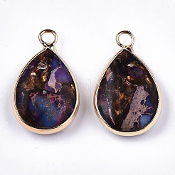 Teardrop Assembled Synthetic Bronzite and Regalite/Imperial Jasper Pendants&nbsp;G-N330-022-D03