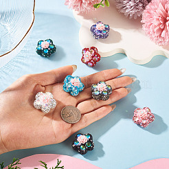 8Pcs 8 Colors Flower Shape Polymer Clay Rhinestone Beads&nbsp;CLAY-TA0002-02