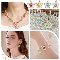 8Pcs 4 Colors Glass Seed Beaded Star Pendants&nbsp;PALLOY-GO00067