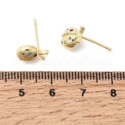 Brass Micro Pave Colorful Cubic Zirconia Stud Earrings&nbsp;EJEW-C186-19G-02