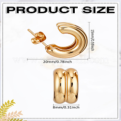 1 Pair Stainless Steel Two-layer C-Shaped Stud Earrings for Women&nbsp;EJEW-LP0012-01G