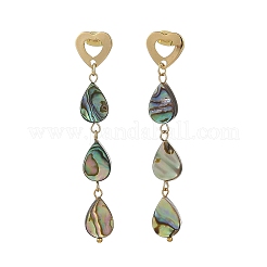 Natural Abalone Shell/Paua Shell Stud Dangle Earrings&nbsp;EJEW-JE07409