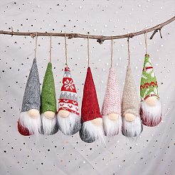 2 Sets 2 Style Cloth Christmas Doll Pendant Decorations&nbsp;HJEW-SZ0001-09