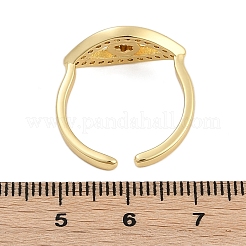 Rack Plating Brass Micro Pave Clear Cubic Zirconia Cuff Finger Rings for Women&nbsp;RJEW-M028-72G