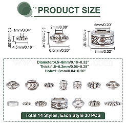 420Pcs 14 Styles Tibetan Style Spacer Beads&nbsp;FIND-PH0009-28