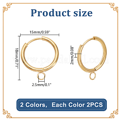 4Pcs 2 Colors Stainless Steel Hoop Earring&nbsp;STAS-LP0001-09
