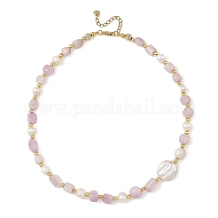 Natural Kunzite Nuggets & Natural Cultured Freshwater Pearl & Keshi Pearl Coin Beaded Bracelets&nbsp;NJEW-JN06574-01