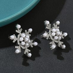 Snowflake Brass Micro Pave Cubic Zirconia Stud Earrings&nbsp;EJEW-G452-03P