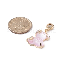 3Pcs Bear Transparent Resin Rhinestone Pendant Decorations&nbsp;HJEW-JM01007