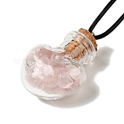 3Pcs 3 Styles Glass Wishing Bottle Leather Cord Pendant Necklaces&nbsp;NJEW-FS0001-01