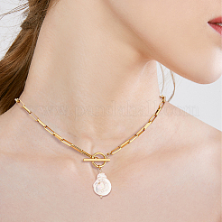 2Pcs 2 Colors Natural Pearl Beaded Pendant Neckaces Set&nbsp;NJEW-AN0001-16