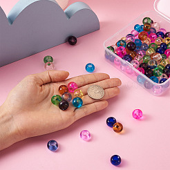 100Pcs 10 Colors Transparent Glass European Beads&nbsp;GLAA-CD0001-12