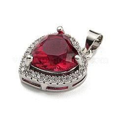 Rack Plating Brass Glass Micro Pave Clear Cubic Zirconia Pendants&nbsp;KK-H469-02P-02