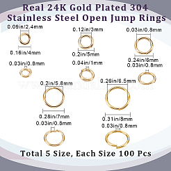 500Pcs 5 Styles 304 Stainless Steel Open Jump Rings&nbsp;STAS-BBC0002-72