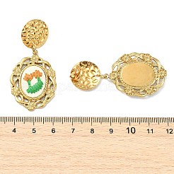 304 Stainless Steel & Cloth Embroidery Stud Dangle Earrings&nbsp;EJEW-JE07297
